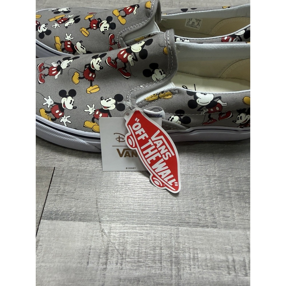 Disney X Vans Mickey Mouse Gray Slip-on Sneakers Men's Size 9.5 New W/box - Picture 2 of 7